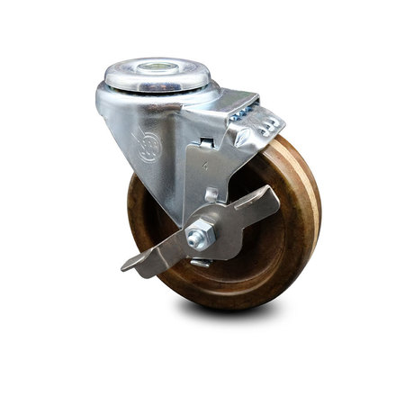 SERVICE CASTER 4 Inch High Temp Phenolic Wheel Swivel Bolt Hole Caster with Brake SCC SCC-BH20S414-PHSHT-TLB